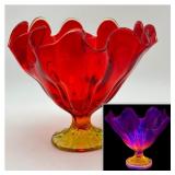 Art Glass LE Smith Simplicity Flame Ruffle Bowl