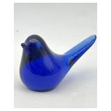 COBALT BLUE BIRD OF HAPPINESS ART GLASS BIRD