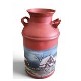 Hand Painted Milk Can Winter Farm Scene