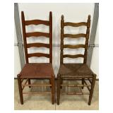 2 LADDER BACK CAIN BOTTOM SIDE CHAIRS