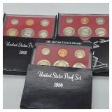 1980, 81 & 82 US PROOF COIN SETS