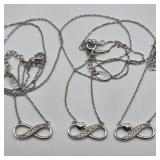 3- NEW 925 SILVER INFINITY NECKLACES
