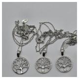 3- NEW 925 SILVER TREE OF LIFE NECKLACES