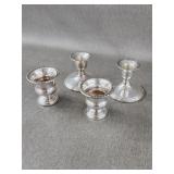 4Pc Vntg Sterling Weighted Candlesticks & Urn