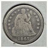 1845 US SEATED LIBERTY DIME