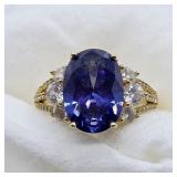 SZ.8.75, 925 SILVER BLUE & CLEAR STONE RING