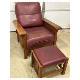 CRAFTSMAN MISSION STYLE FAUX LEATHER CHAIR &