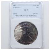 1991 AMERICAN EAGLE SILVER DOLLAR MS69