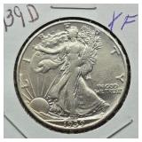 1939 D WALKING LIBERTY SILVER HALF DOLLAR