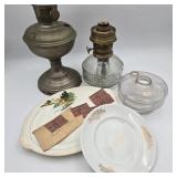 Aladdin Oil Lamp, Arkansas Ceramics, & Tickets Lot