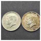 2- 1964 KENNEDY SILVER HALF DOLLARS
