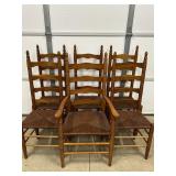 VINTAGE SET OF 6 LADDER-BACK CAIN BOTTOM CHAIRS 1