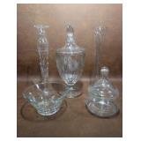 Heisey Style Glass Candy Jar w/ Lid, Floral