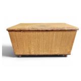 Vtg Woven Rattan or Wicker Storage Trunk Blanket
