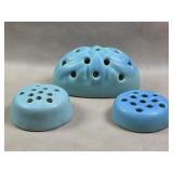 Vintage Blue Van Briggle Flower Frogs