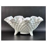 VTG Fenton Hobnail Milk Glass Ruffled Edge 3