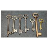 Lot of 7 Solid Antique Skeleton Keys