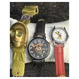WRIST WATCHES MICKEY MOUSE, TAZ & C-3PO UNTESTED