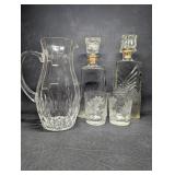 Floral Etched Lowball Whiskey Glasses, Glass