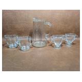 Vintage Clear  Sugar & Creams and Pitcher