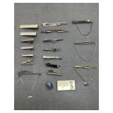 Tie Clips, Tie Bars with Chains & Golfer Money