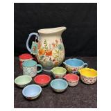 PIONEER WOMAN WATER PITCHER, SALT & PEPPER