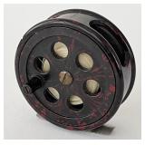 Bakelite Fishing Reel Black & Red Marbled Vintage