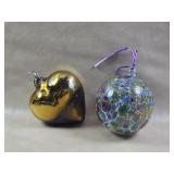 Hand Blown Ornaments Gold Heart Mirror &