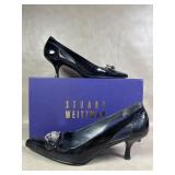 Stuart Weitzman Black Patent Ring Buckles Pumps