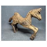 Hand Carved Wood Horse Sculpture