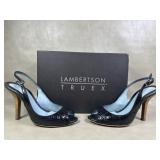 Lambertson Truex Black Snake Embossed Slingback