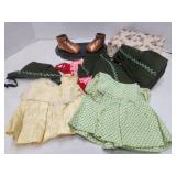 Vtg Copper Plated Baby Shoes & Doll Clothing
