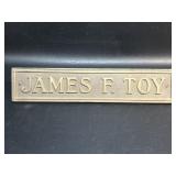 Cast Brass Desk Name Plaque James F. Toy Vintage