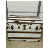 SHABBY CHIC STORAGE CHEST/TRUNK W/ BLUE SHAG/FUR