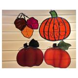 STAINED GLASS PUMPKINS & LEAVES SUN CATCHERS NO