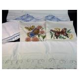 2 Butterfly Needlepoint w/ 2 VTG Pillowcases & 1