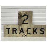Vintage Original 2 Tracks Railroad Sign Metal