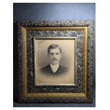 Large Antique Charcoal Enhanced Portrait in