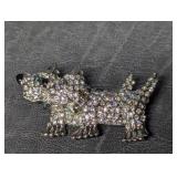 Double Scottish Terrier Scottie Rhinestone Brooch