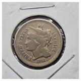 1868 ERROR 3 CENT US COIN