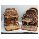 2 Sets Syroco Bookends : Fireplace & Pioneer