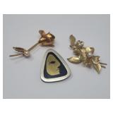 3 Brooches 1 Sterling Silver 1 Krementz