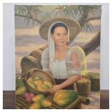 Signed Tony Fruit / Portrait Painting on Canvas