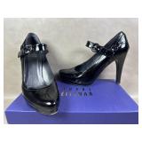 Stuart Weitzman Marianne Jet Mirror Calf Heels 7