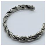 VTG. STERLING SILVER TWISTED CABLE CUFF BRACELET