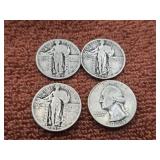 Four US Silver Quarters
