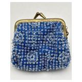 VINTAGE BEADED COUNTRY PURSE W/ KEY CHAIN MADE IN