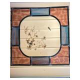 STAINED GLASS PANEL SUN CATCHER W/ DRIED FLOWERS