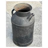 BLACK CREAM CAN W/ RUSTED OUT BOTTOM