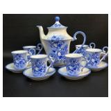 Vintage Hand Painted Blue Roses Tea Set Porcelain